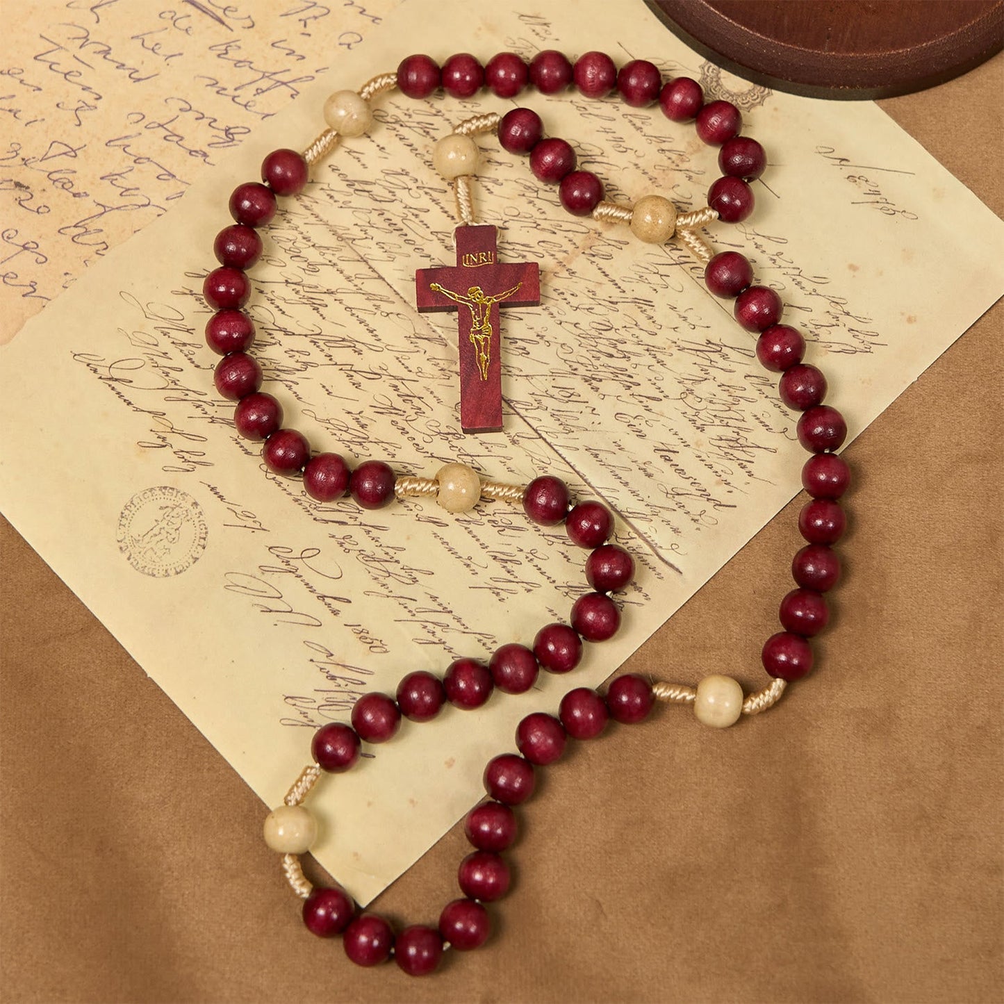 AMUSOUL 10mm Wine Wooden Beads Traditional Rosary: A Timeless Spiritual Companion