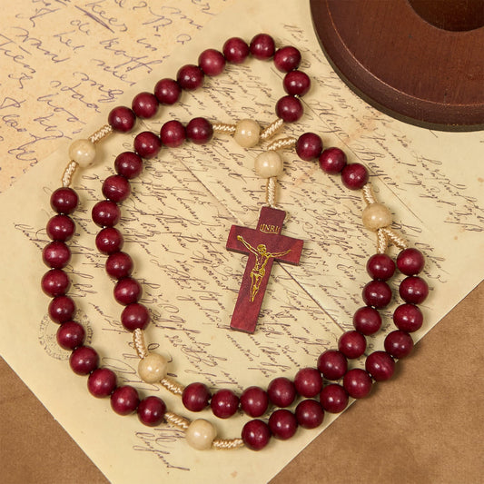 AMUSOUL 10mm Wine Wooden Beads Traditional Rosary: A Timeless Spiritual Companion