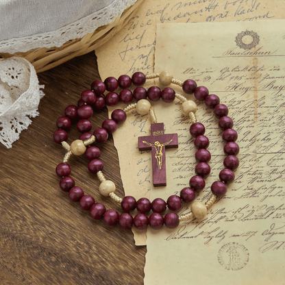AMUSOUL 10mm Wine Wooden Beads Traditional Rosary: A Timeless Spiritual Companion