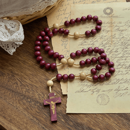 AMUSOUL 10mm Wine Wooden Beads Traditional Rosary: A Timeless Spiritual Companion