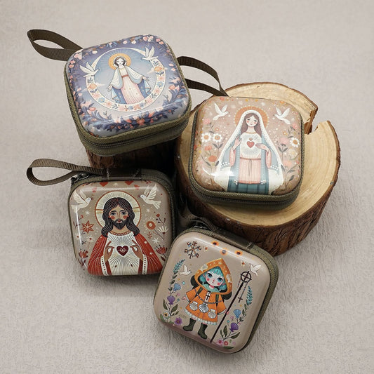 AMUSOUL  9 Patterns Cartoon Style Square Rosary Cases: A Beautiful Blend of Faith and Function