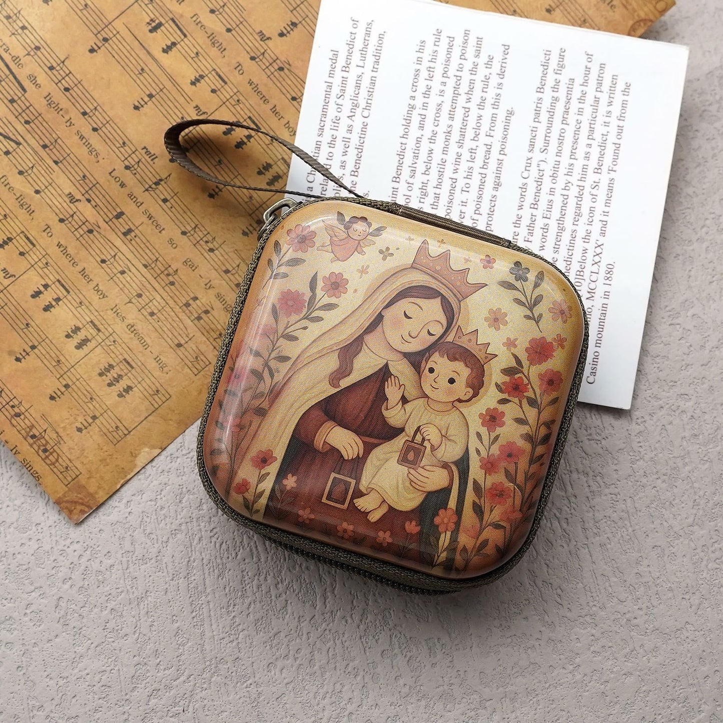 AMUSOUL  9 Patterns Cartoon Style Square Rosary Cases: A Beautiful Blend of Faith and Function