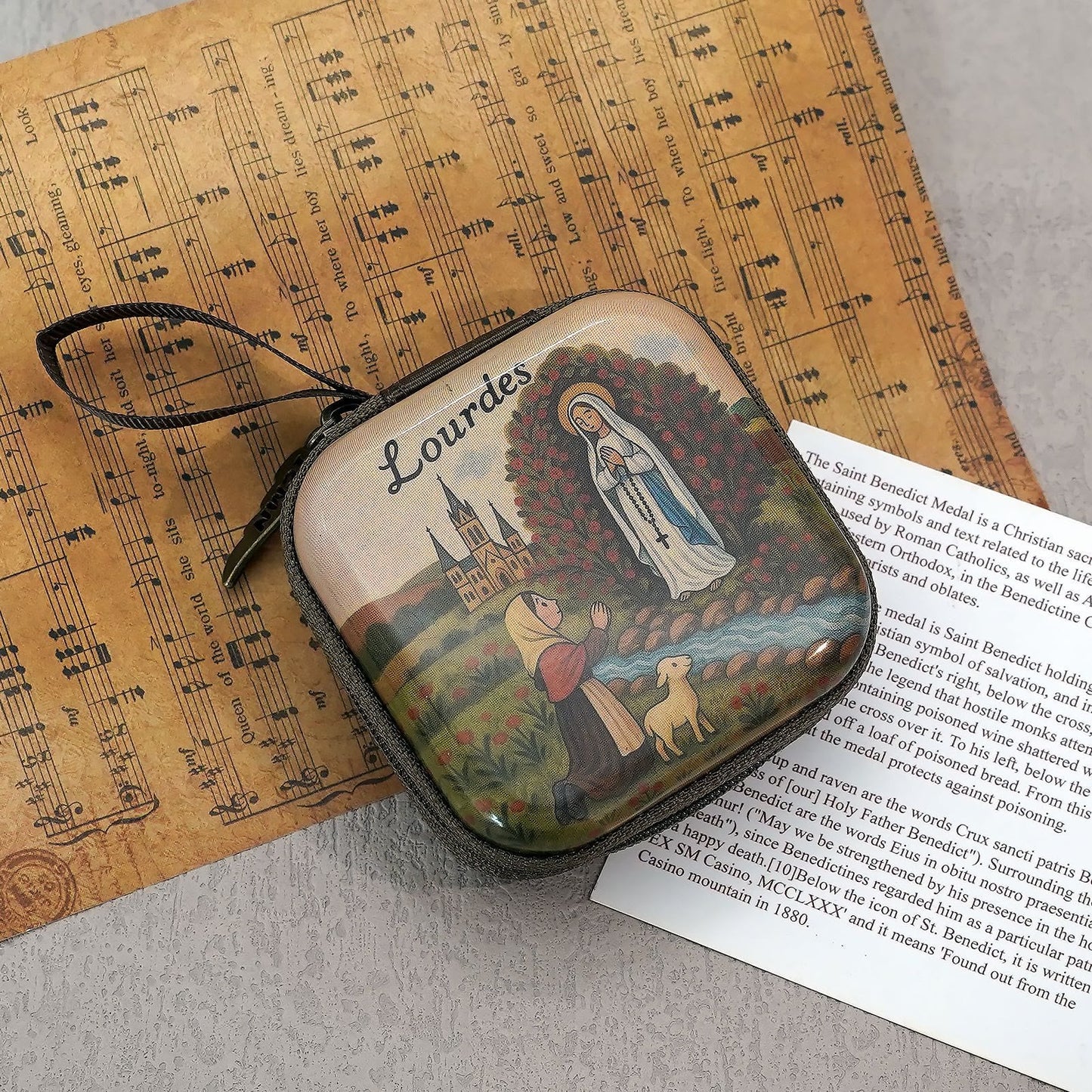 AMUSOUL  9 Patterns Cartoon Style Square Rosary Cases: A Beautiful Blend of Faith and Function