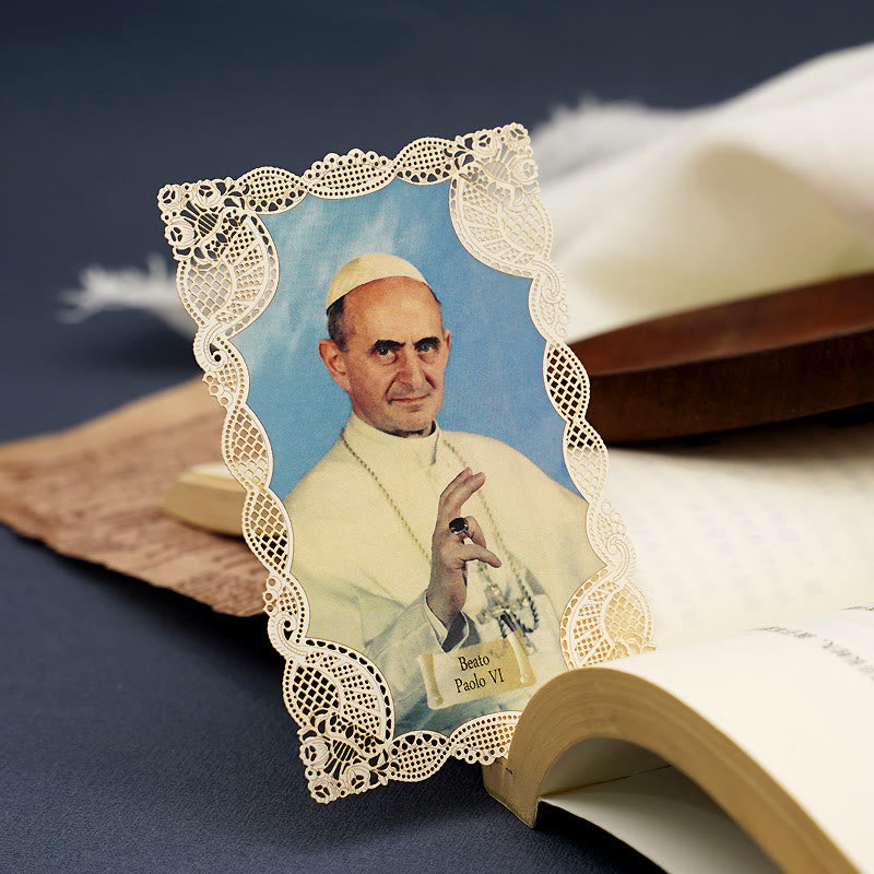 AMUSOUL  Vintage Style Papal Bookmark with Delicate Lace and Pope Francis: Spiritual Grace