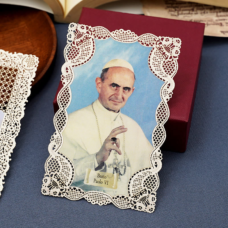 AMUSOUL  Vintage Style Papal Bookmark with Delicate Lace and Pope Francis: Spiritual Grace