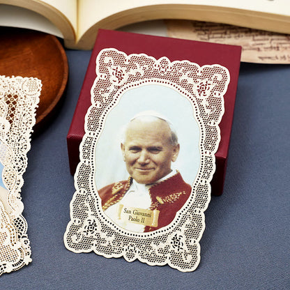 AMUSOUL  Vintage Style Papal Bookmark with Delicate Lace and Pope Francis: Spiritual Grace