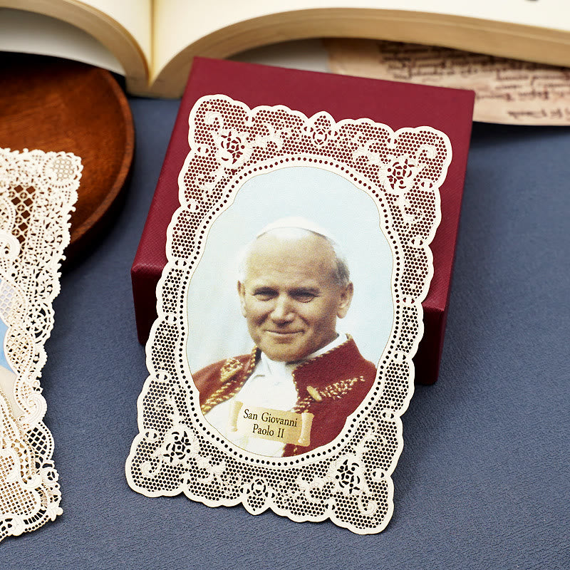 AMUSOUL  Vintage Style Papal Bookmark with Delicate Lace and Pope Francis: Spiritual Grace