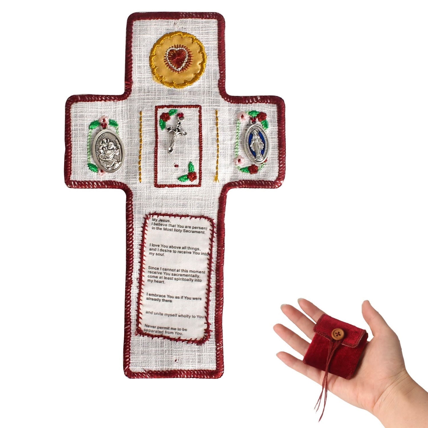 AMUSOUL  Classic Style Handcrafted Pocket Shrine with a Cross Inside