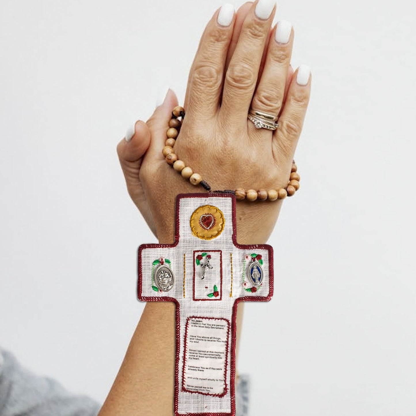 AMUSOUL  Classic Style Handcrafted Pocket Shrine with a Cross Inside