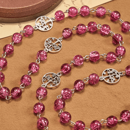 AMUSOUL Pink Glass Rosary Adorned with Our Lady of Guadalupe: A Love - Filled Blessing