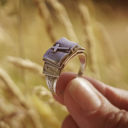 AMUSOUL Bible Ring with Cross: A Sacred Companion of Faith