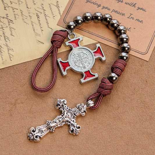 AMUSOUL  All-Place Portable Paracord Pocket Rosary with Crucifix & St. Benedict: Faith for Every Spot
