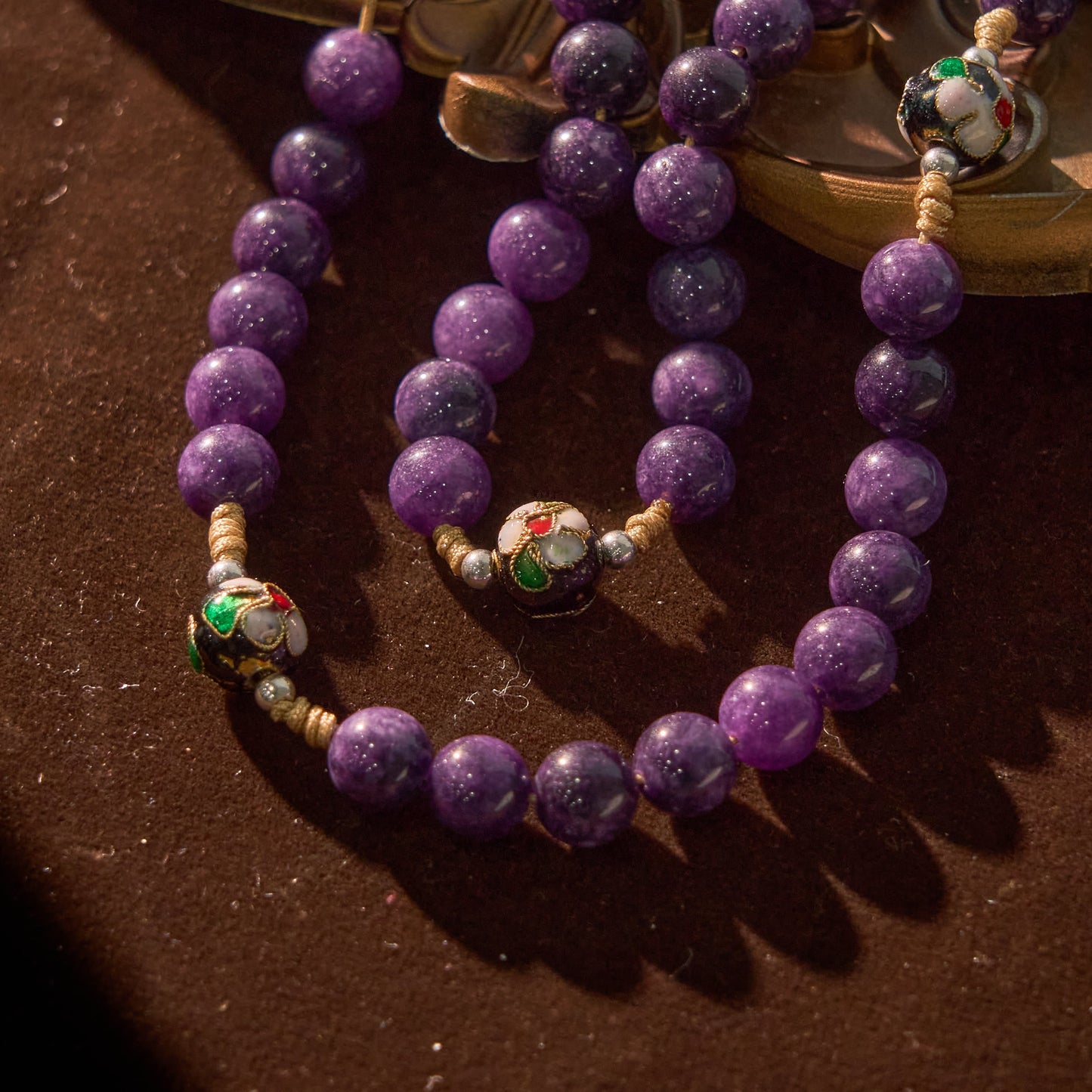 AMUSOUL Purple Agate & Cloisonné Beads Rosary with Virgin Mary Medal & Crucifix: Feel Graceful Devotion