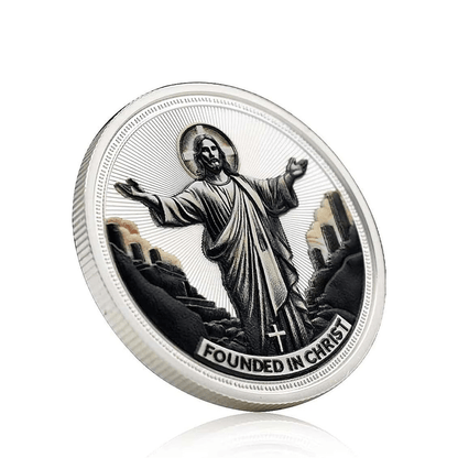 AMUSOUL  Golden/Silver Jesus Love Founded In Christ Dove & Cross Challenge Coin