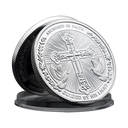 AMUSOUL  Golden/Silver Jesus Love Founded In Christ Dove & Cross Challenge Coin