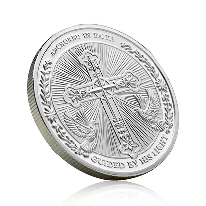 AMUSOUL  Golden/Silver Jesus Love Founded In Christ Dove & Cross Challenge Coin