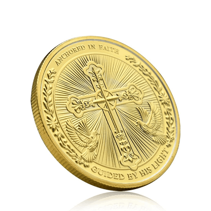 AMUSOUL  Golden/Silver Jesus Love Founded In Christ Dove & Cross Challenge Coin
