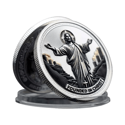 AMUSOUL  Golden/Silver Jesus Love Founded In Christ Dove & Cross Challenge Coin