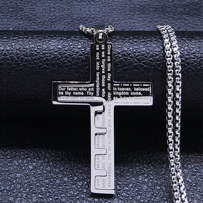 AMUSOUL  Modern Tri-Color Lord's Prayer Cross Necklace: A Timeless Symbol of Holy