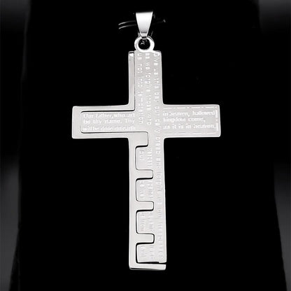 AMUSOUL  Modern Tri-Color Lord's Prayer Cross Necklace: A Timeless Symbol of Holy