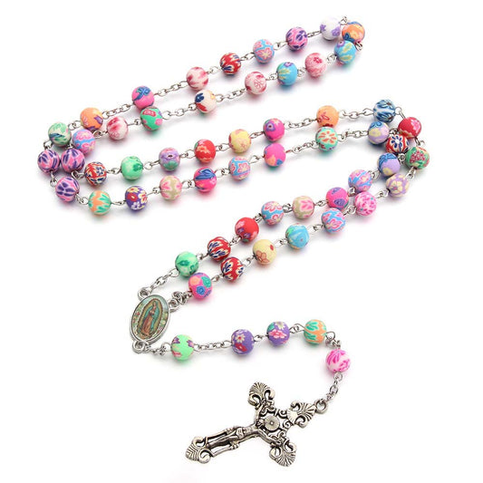AMUSOUL Christian Cross Catholic Multi Coloured Rosary