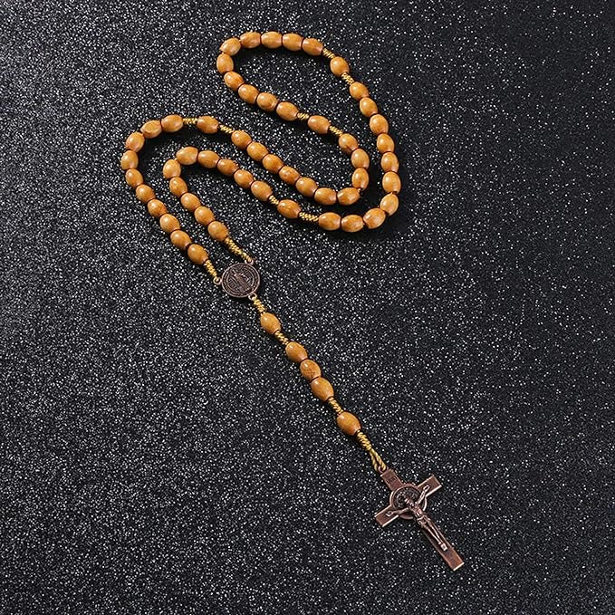 AMUSOUL St. Benedict Olive Wood Prayer Rosary