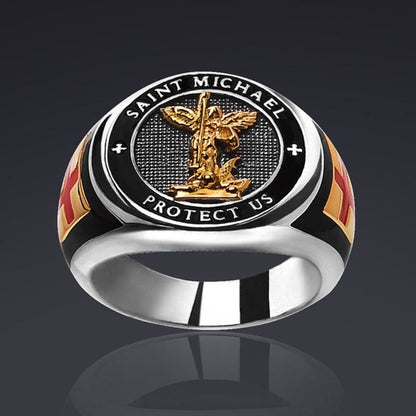 AMUSOUL Saint Michael the Archangel Protection Ring