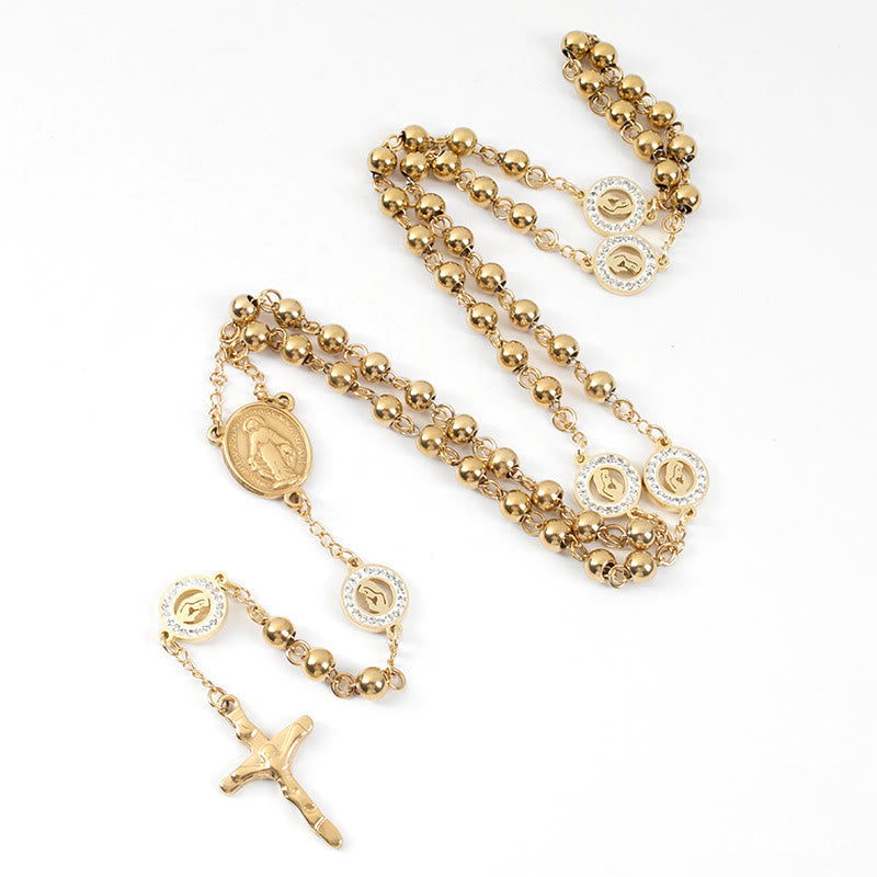 AMUSOUL Crafted Zirconia Virgin Mary Themed Rosary