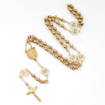 AMUSOUL Crafted Zirconia Virgin Mary Themed Rosary