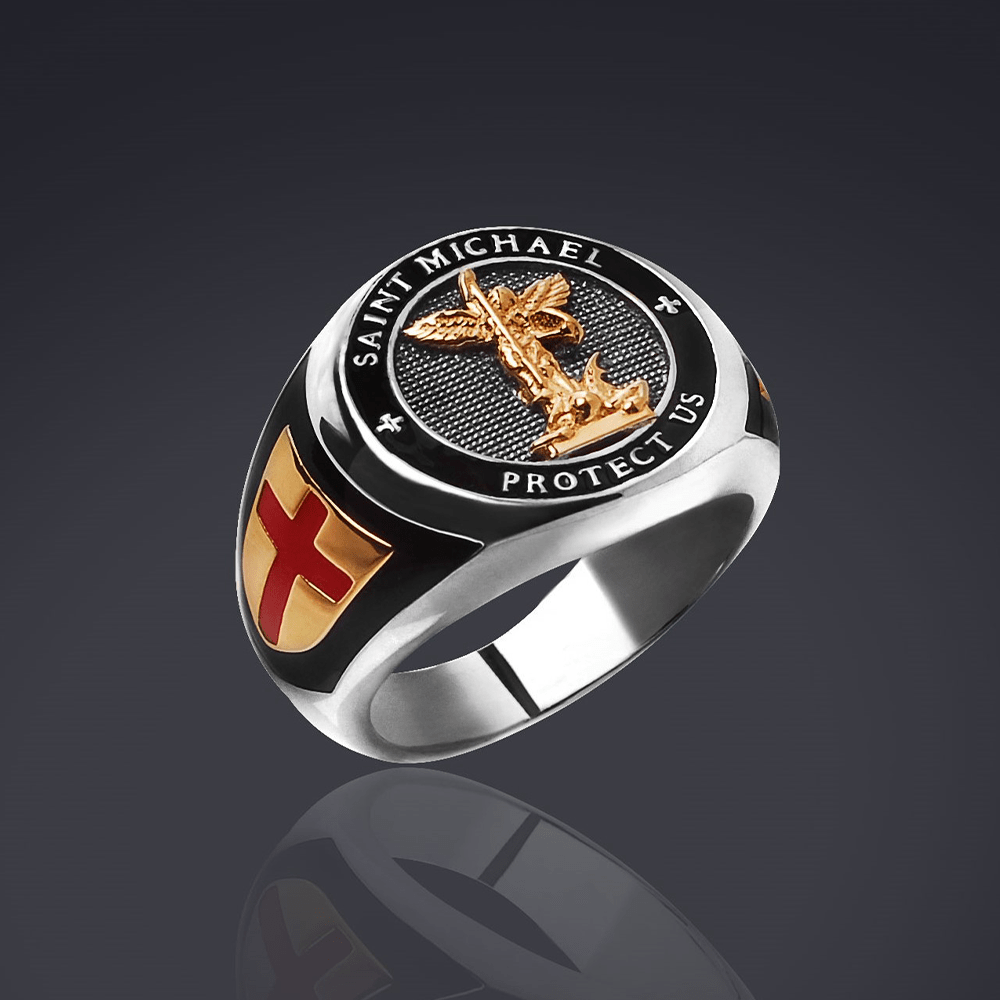 AMUSOUL Saint Michael the Archangel Protection Ring