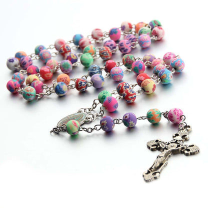 AMUSOUL Christian Cross Catholic Multi Coloured Rosary