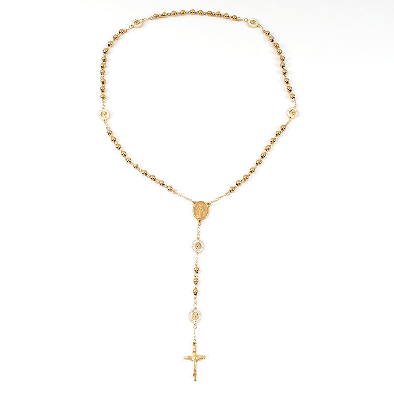 AMUSOUL Crafted Zirconia Virgin Mary Themed Rosary