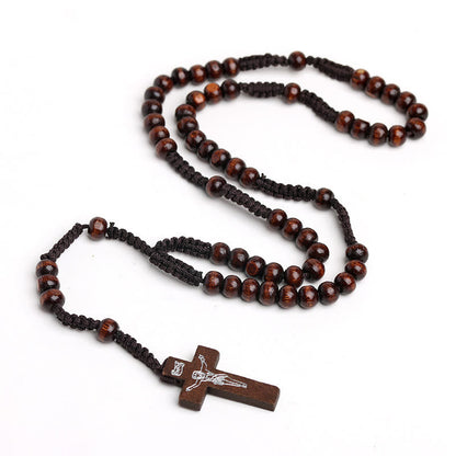 AMUSOUL Wooden Cross Prayer Rosary