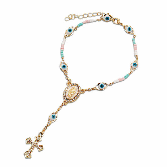 AMUSOUL Our Lady of the Cross Bracelet/Car Rosary for Rearview Mirror