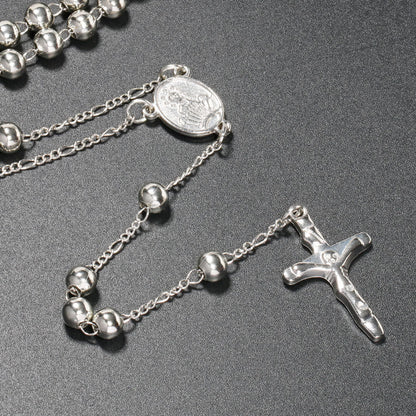 AMUSOUL Christian Virgin Mary Long Chain Jesus Cross Religion Rosary