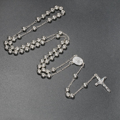 AMUSOUL Christian Virgin Mary Long Chain Jesus Cross Religion Rosary