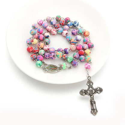 AMUSOUL Christian Cross Catholic Multi Coloured Rosary