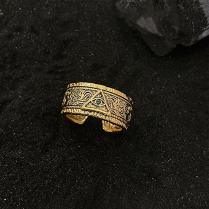 AMUSOUL Retro Heavy Style Eye of God Pattern Golden Ring