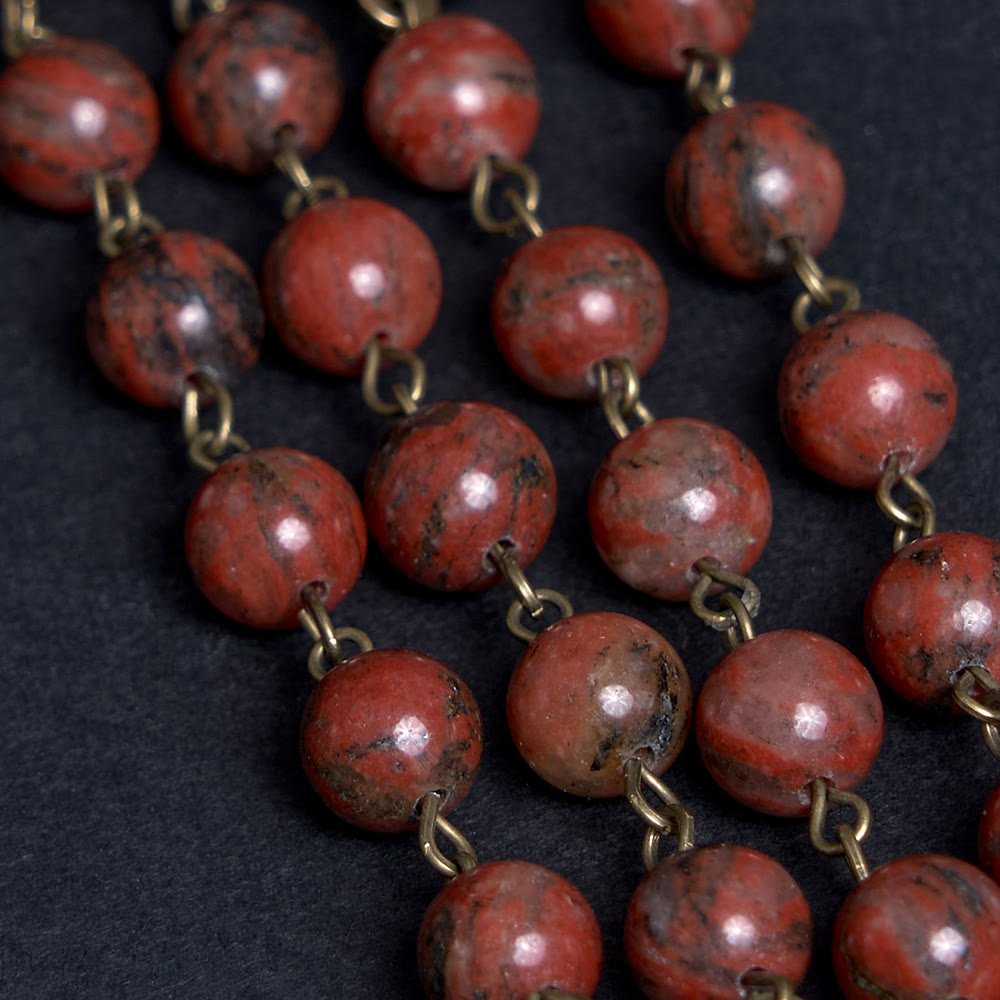 AMUSOUL Our Lady Seven Sorrows Natural Sesame Stone Rosary