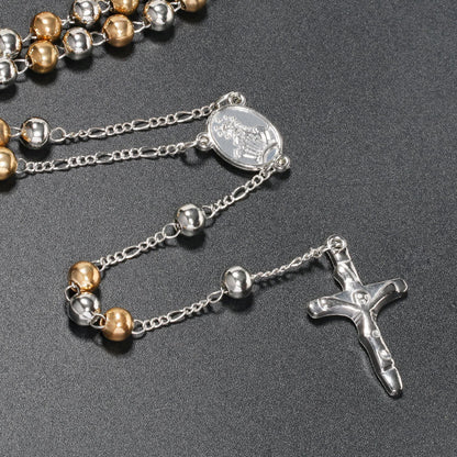 AMUSOUL Christian Virgin Mary Long Chain Jesus Cross Religion Rosary