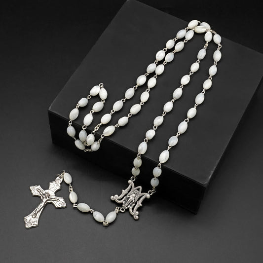 AMUSOUL Blessed Virgin Mary: Catholic Mother-of-Pearl Rosary