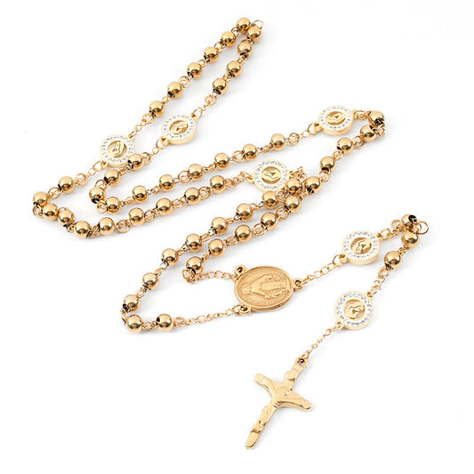 AMUSOUL Crafted Zirconia Virgin Mary Themed Rosary