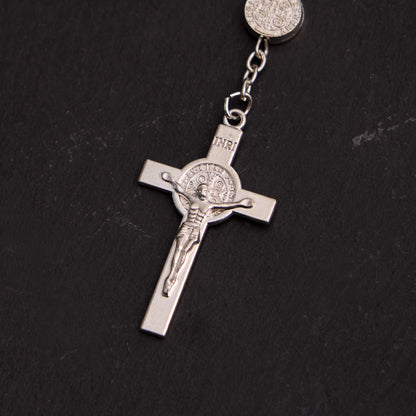 AMUSOUL Glass Beads St. Benedict & Jesus Cross Bracelet Rosary