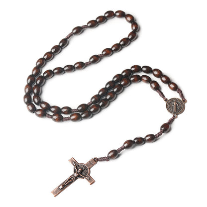 AMUSOUL St. Benedict Olive Wood Prayer Rosary
