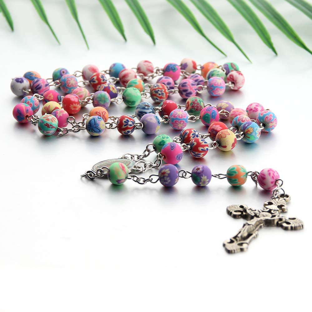 AMUSOUL Christian Cross Catholic Multi Coloured Rosary
