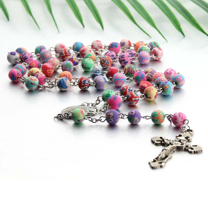 AMUSOUL Christian Cross Catholic Multi Coloured Rosary