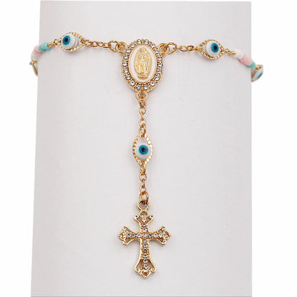 AMUSOUL Our Lady of the Cross Bracelet/Car Rosary for Rearview Mirror