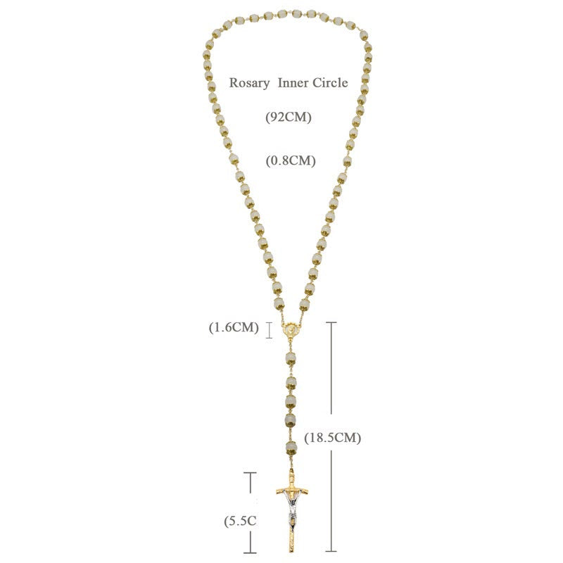 AMUSOUL Faith & Charity: Natural White Chalcedony Catholic Rosary