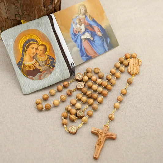 AMUSOUL Quality Handmade Olive/Rosewood/Ebony Beads Prayer Rosary