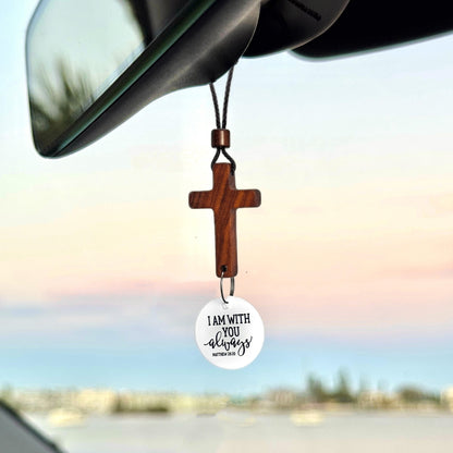 AMUSOUL Rearview Mirror Cross Pendant – Daily Scripture Tap Access